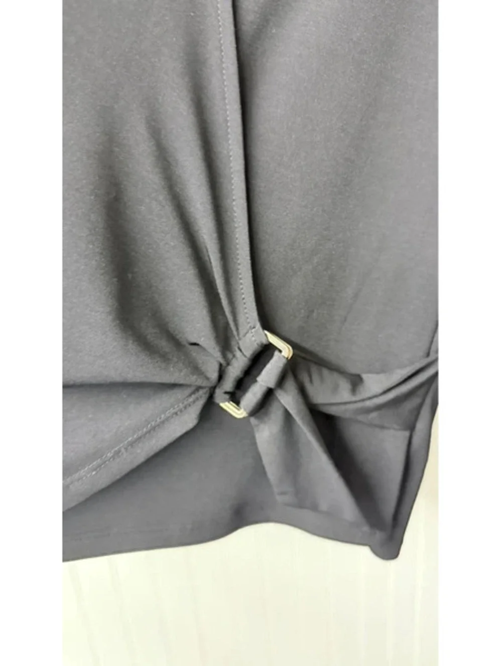 Michael Kors long-sleeve wrap blouse faux-wrap ring-accent gold black large